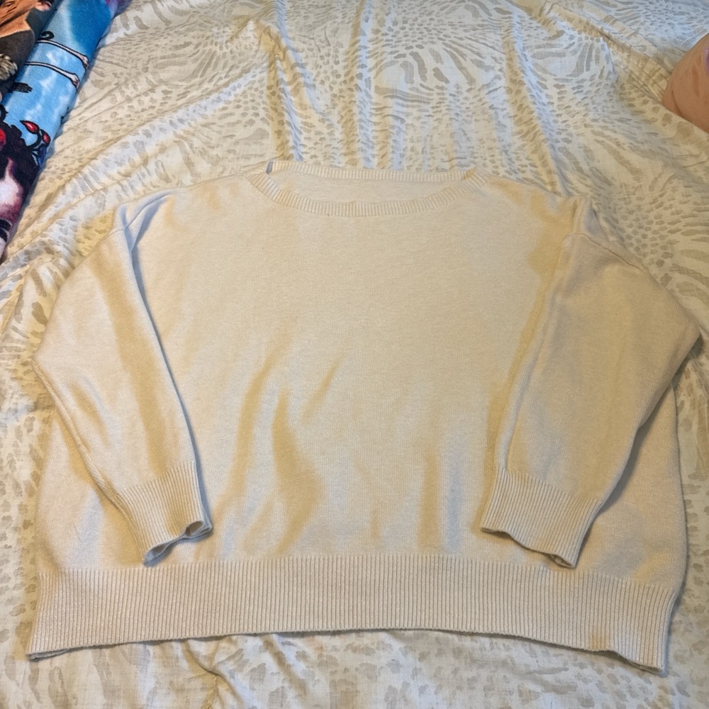 Chic Women's Cream Crew Neck Sweater